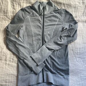 Lorna Jane Active Living Izzy Seamless Zip Through Gray Fitted Jacket Size S
